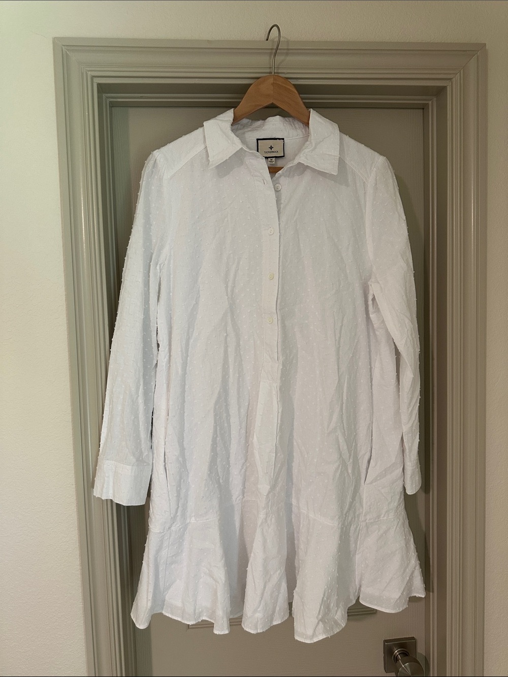Tuckernuck White Textured Button-Front Shirt Dress